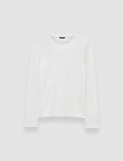 White Cotton Silk Jersey Long Sleeve T-Shirt - Joseph