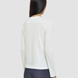 White Cotton Silk Jersey Long Sleeve T-Shirt - Joseph