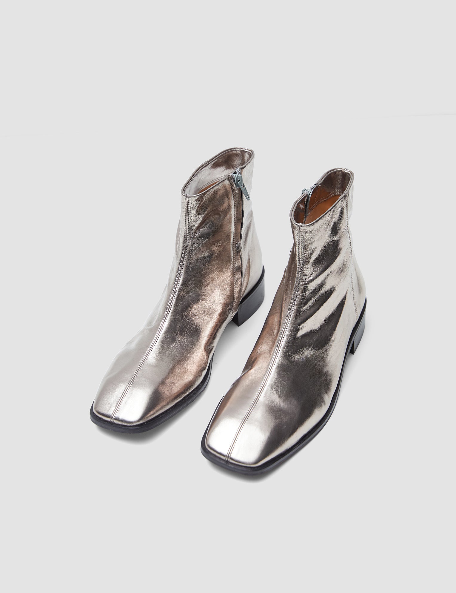 Gold Metallic Leather Ankle Boots - Joseph