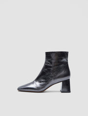 Silver Heeled Metallic Leather Ankle Boots - Joseph