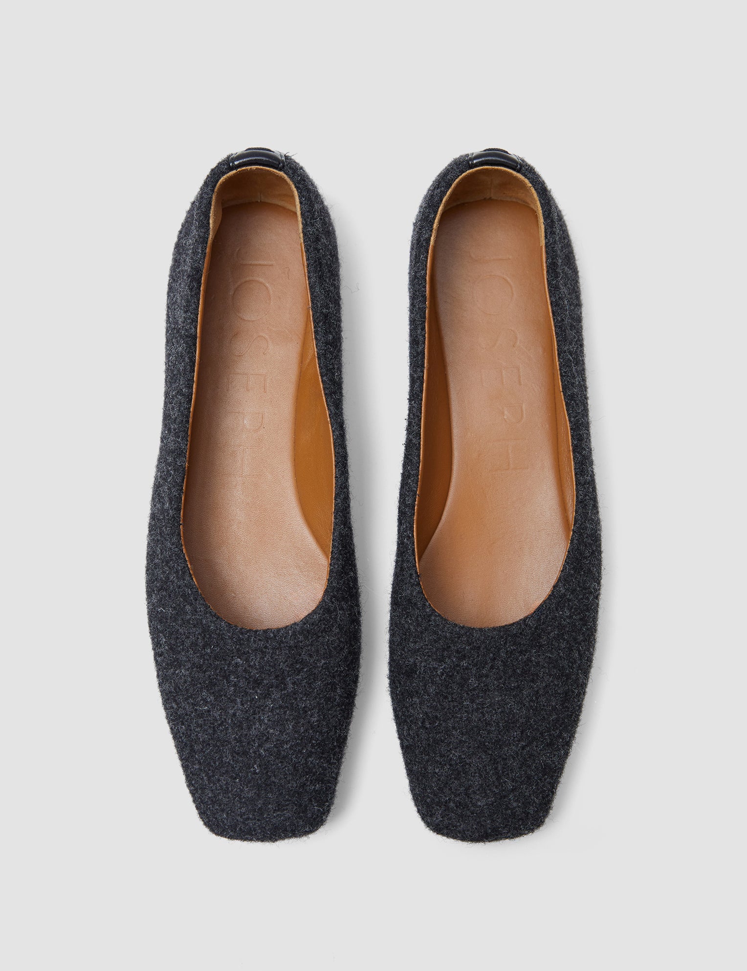 Grey Textured Wool Ballerinas - Joseph