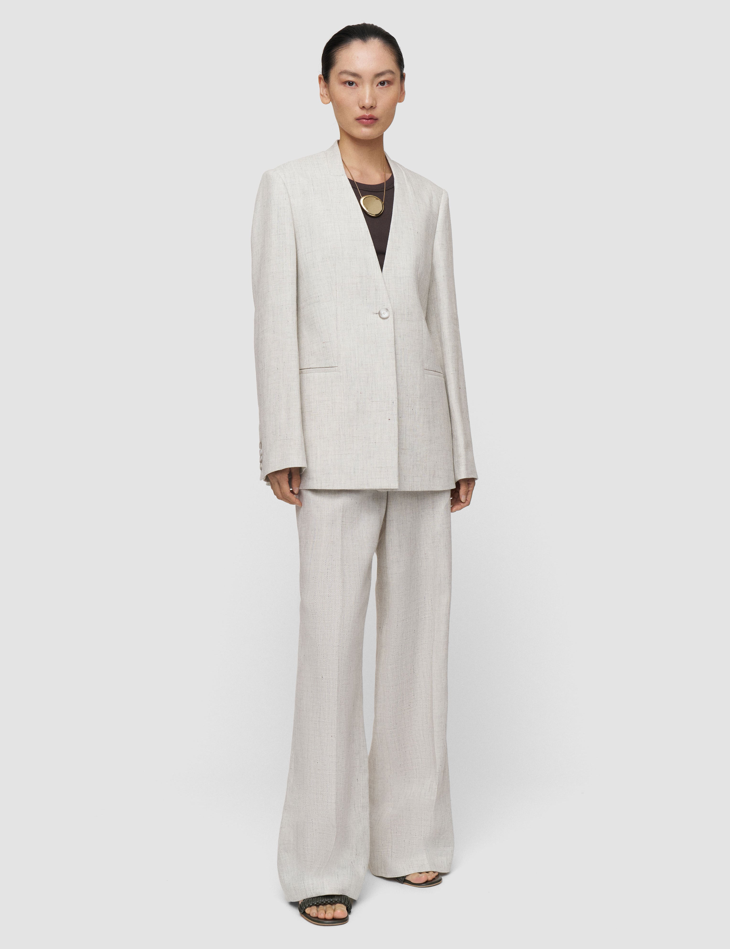 Grey Ferula Textured Cotton Linen Jacket - Joseph