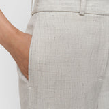 Grey Arven Textured Cotton Linen Trousers - Joseph