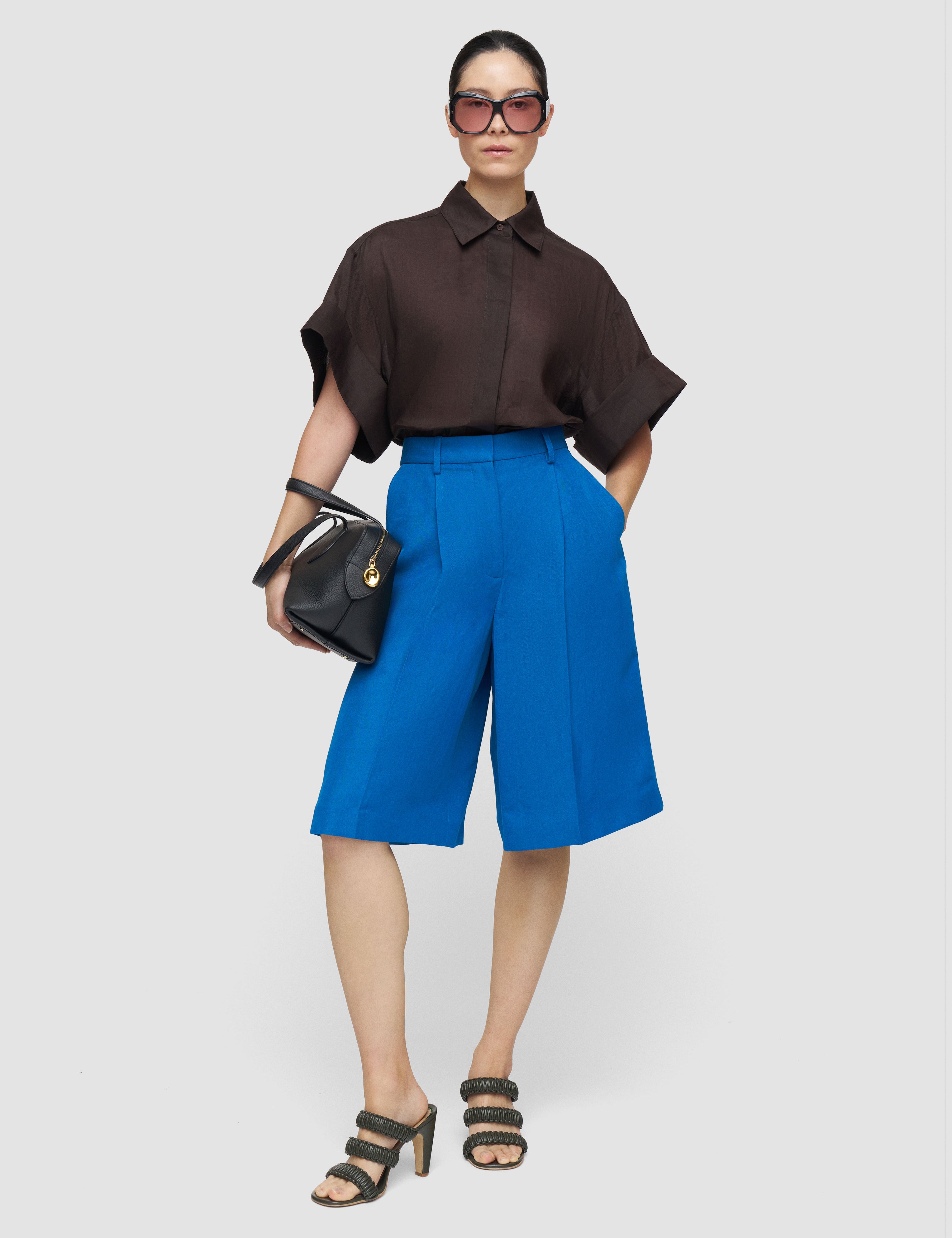 Blue Centa Linen Blend Shorts - Joseph