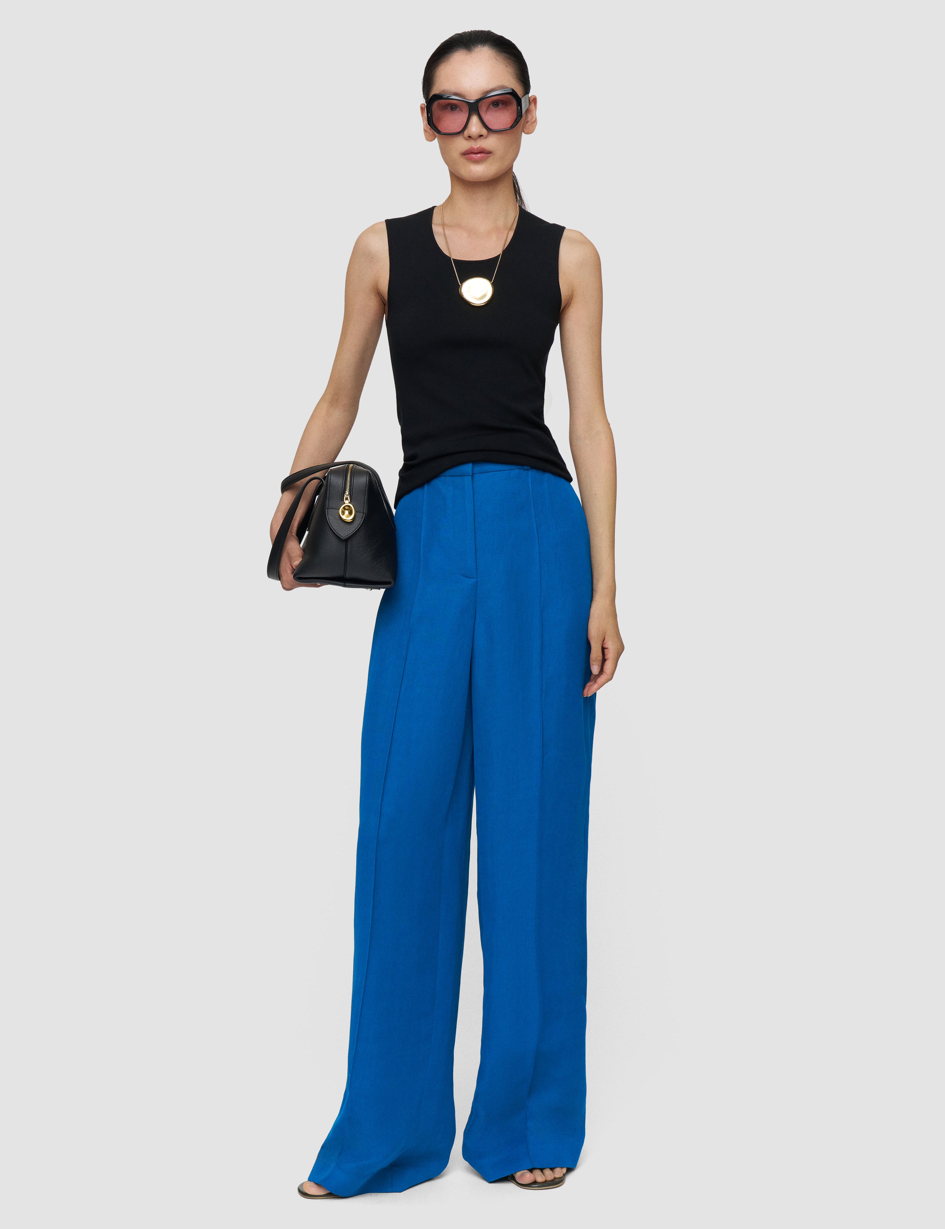 Blue Jnane Linen Blend Trousers - Joseph
