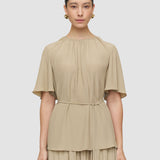 Green Libby Silk Blend Crepe Top - Joseph