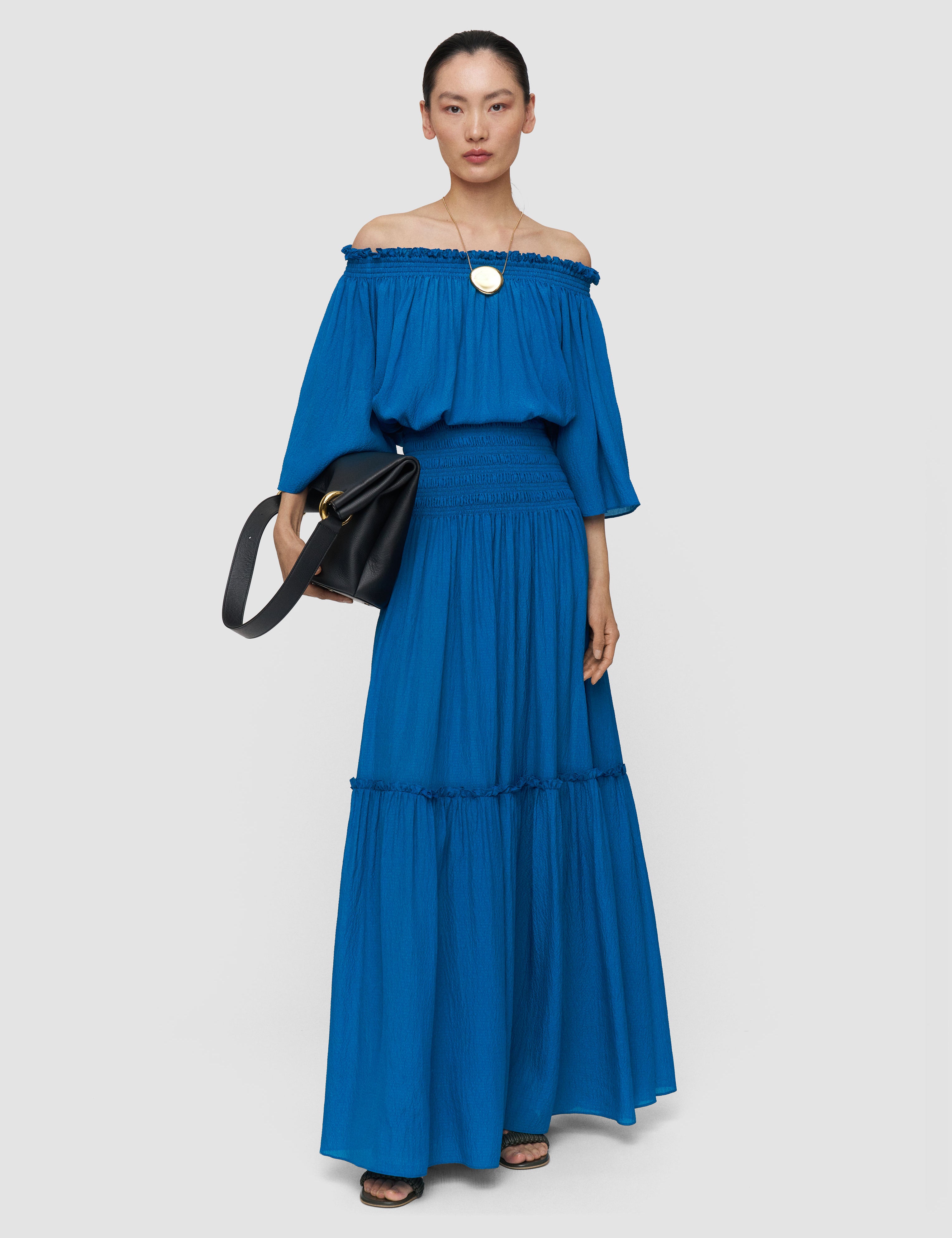 Blue Folia Textured Silk Skirt - Joseph