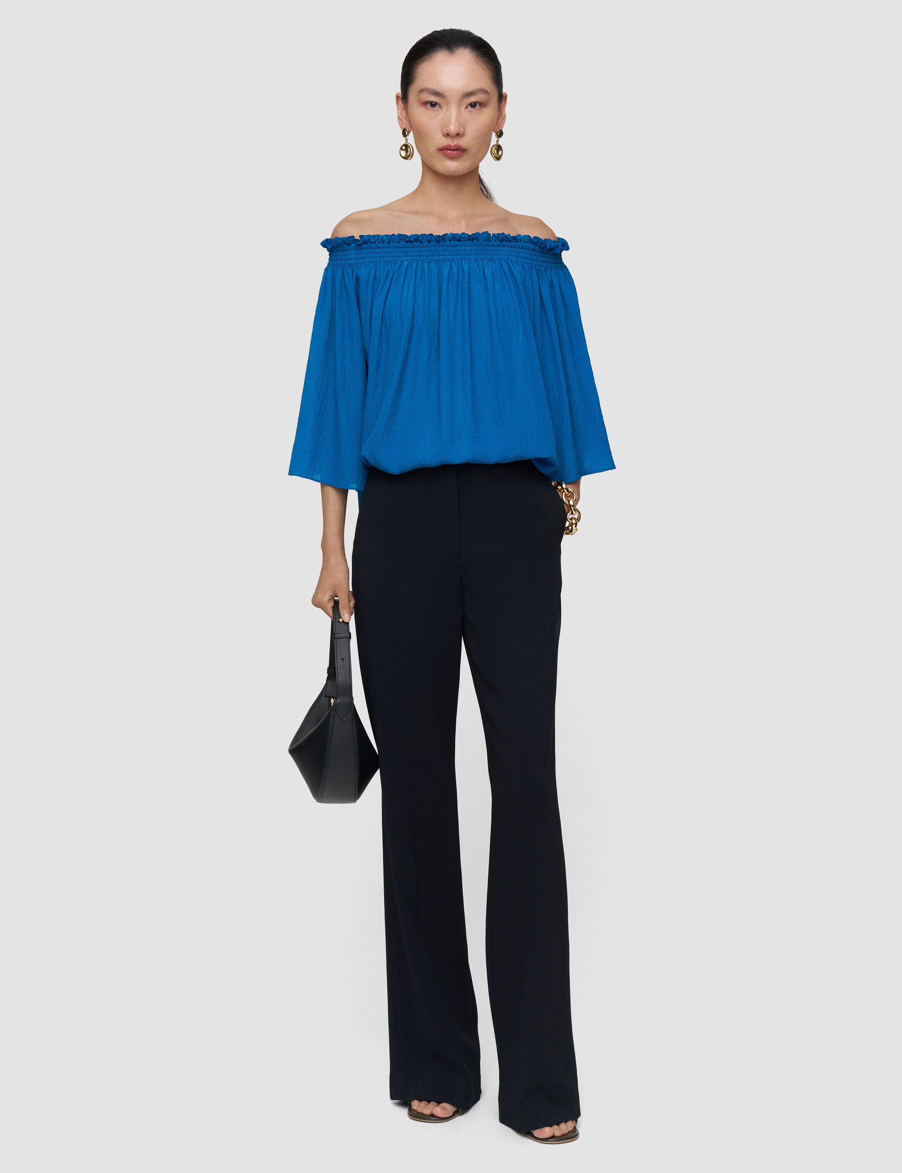 Blue Emi Textured Silk Top - Joseph