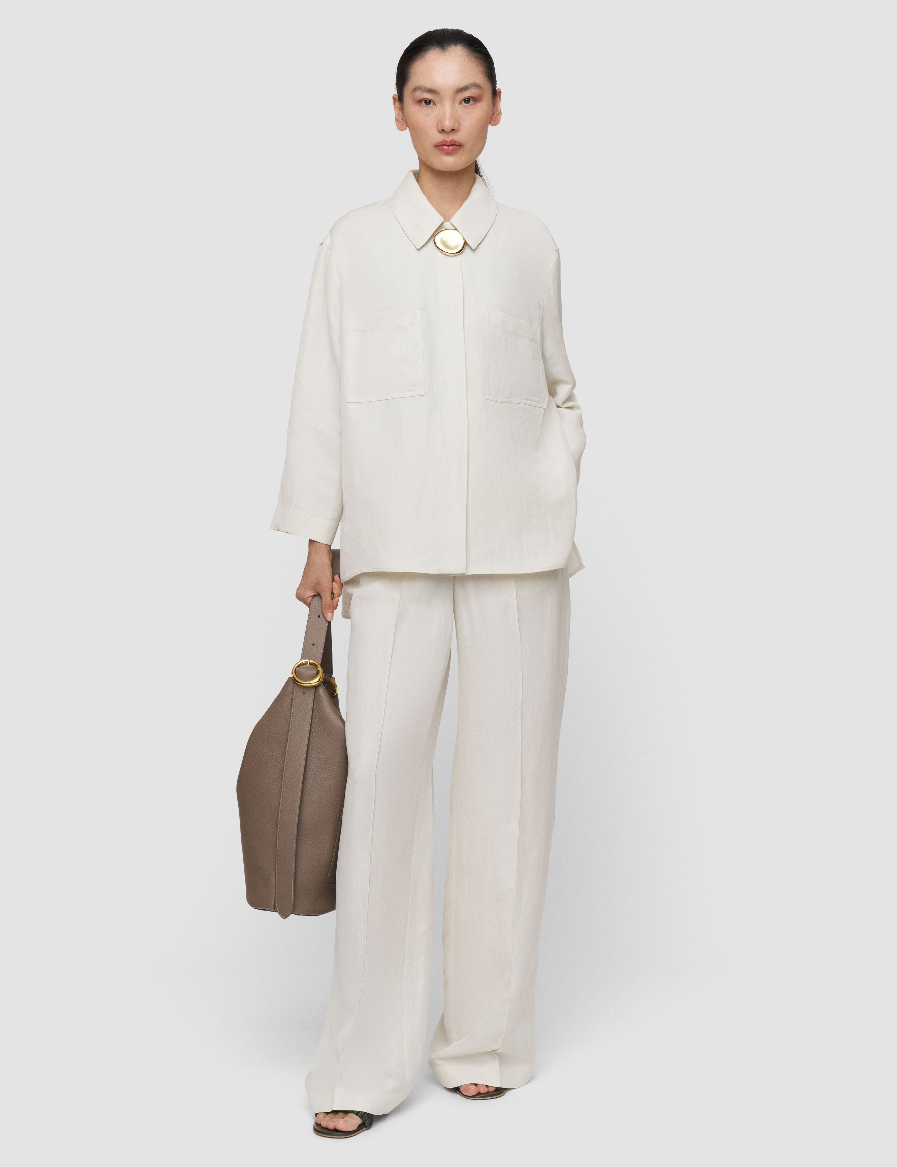 White Simi Linen Blend Shirt - Joseph