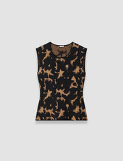 Brown Acis Tortoiseshell Knit Tank Top - Joseph