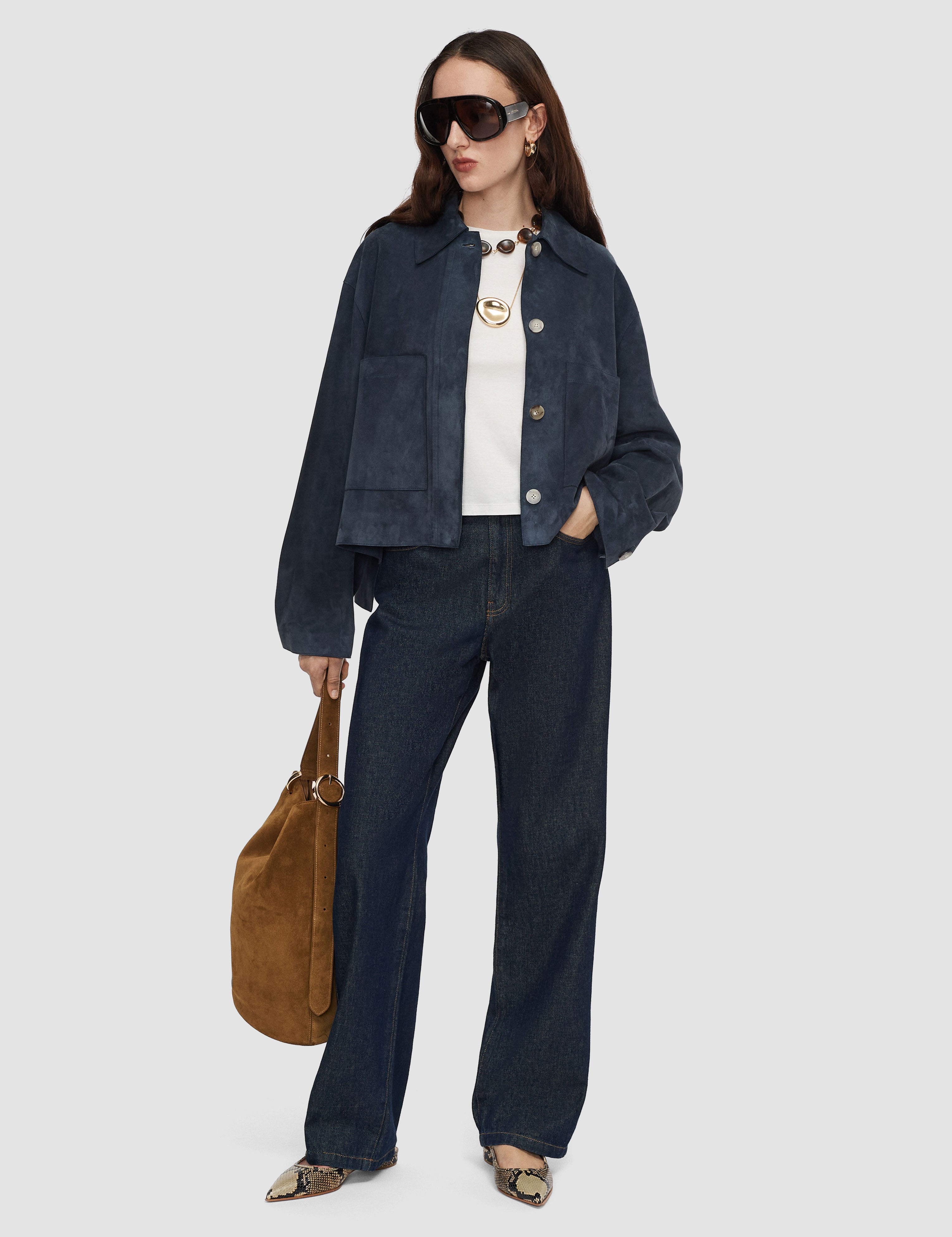 Blue Aitna Light Suede Jacket - Joseph