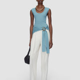 Blue Alaou Sheer Linen Blend Knit Vest Top - Joseph