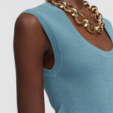 Blue Alaou Sheer Linen Blend Knit Vest Top - Joseph