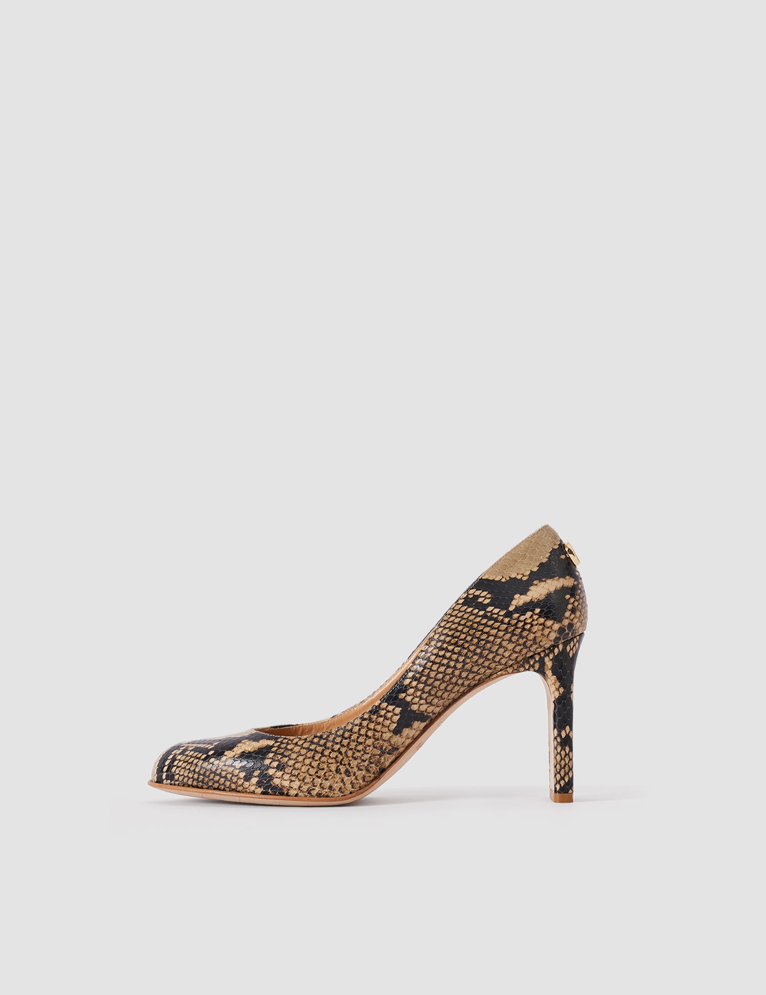 Brown Alette Snake Print Leather Heeled Pumps - Joseph