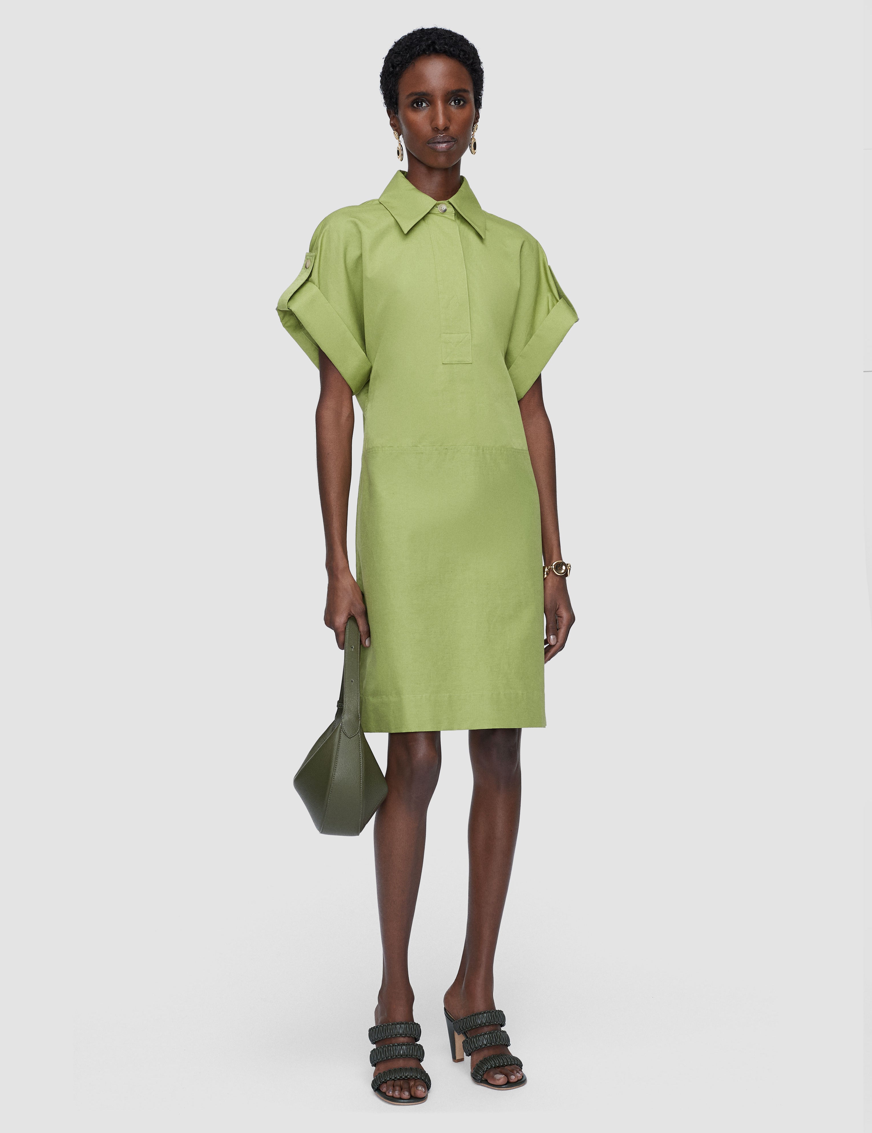 Green Ali Fluid Cotton Linen Dress - Joseph