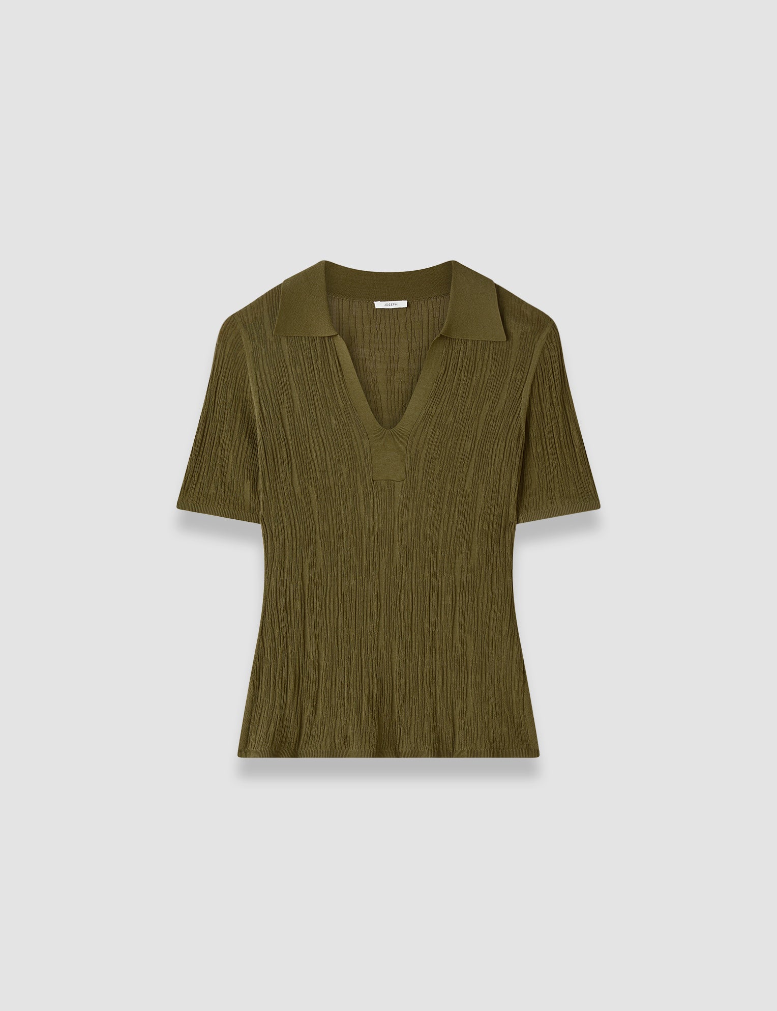 Green Aliane Crinkle Viscose Polo Top - Joseph