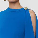 Blue Aly Crepe Cape Dress - Joseph
