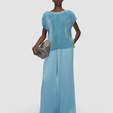 Blue Amber Pleated Satin Trousers - Joseph