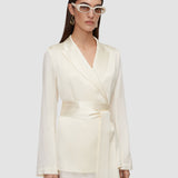 White Archer Silk Satin Jacket - Joseph
