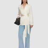 White Archer Silk Satin Jacket - Joseph