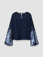 Blue Ariane Chiffon Sequins Blouse - Joseph