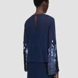 Blue Ariane Chiffon Sequins Blouse - Joseph