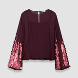 Purple Ariane Chiffon Sequins Blouse - Joseph