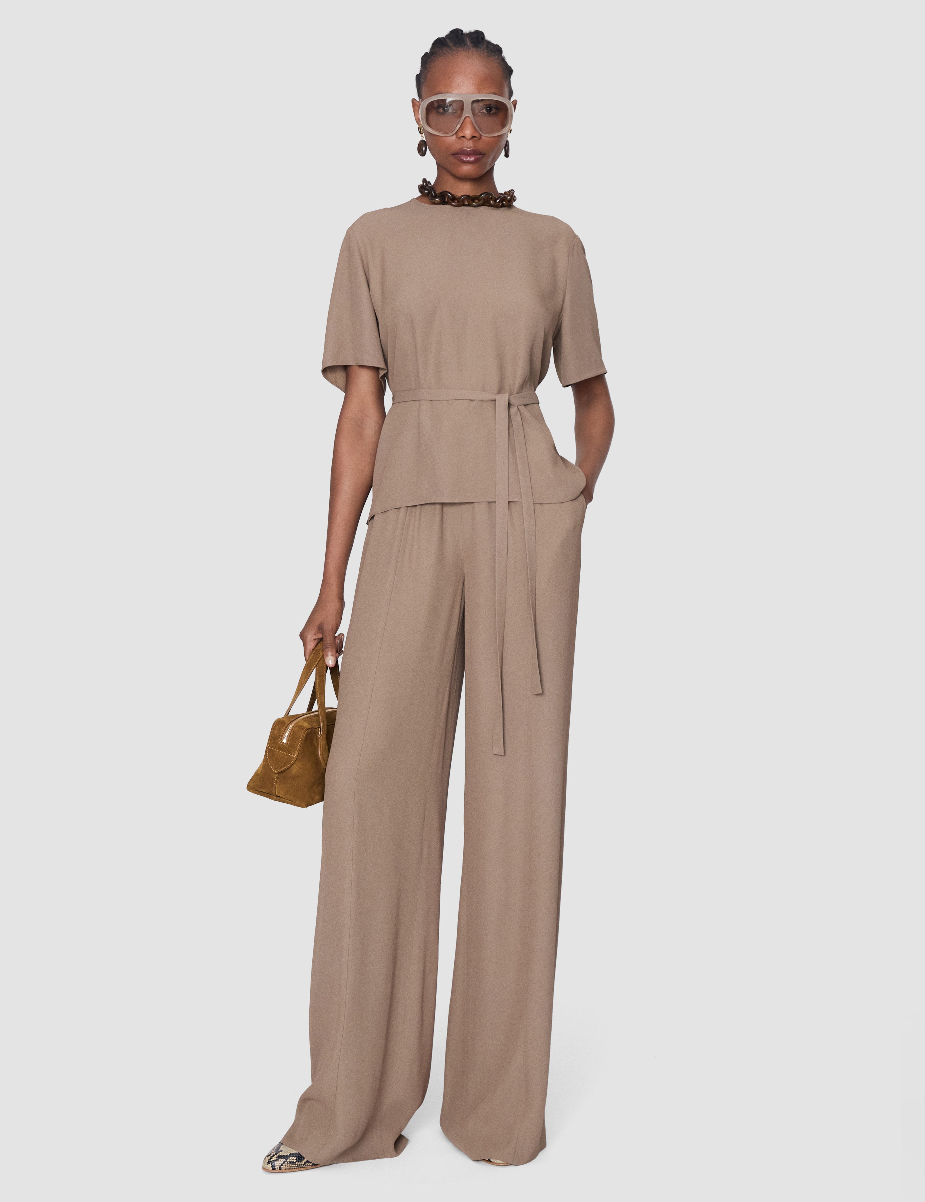 Brown Atheris Crepe Blouse - Joseph