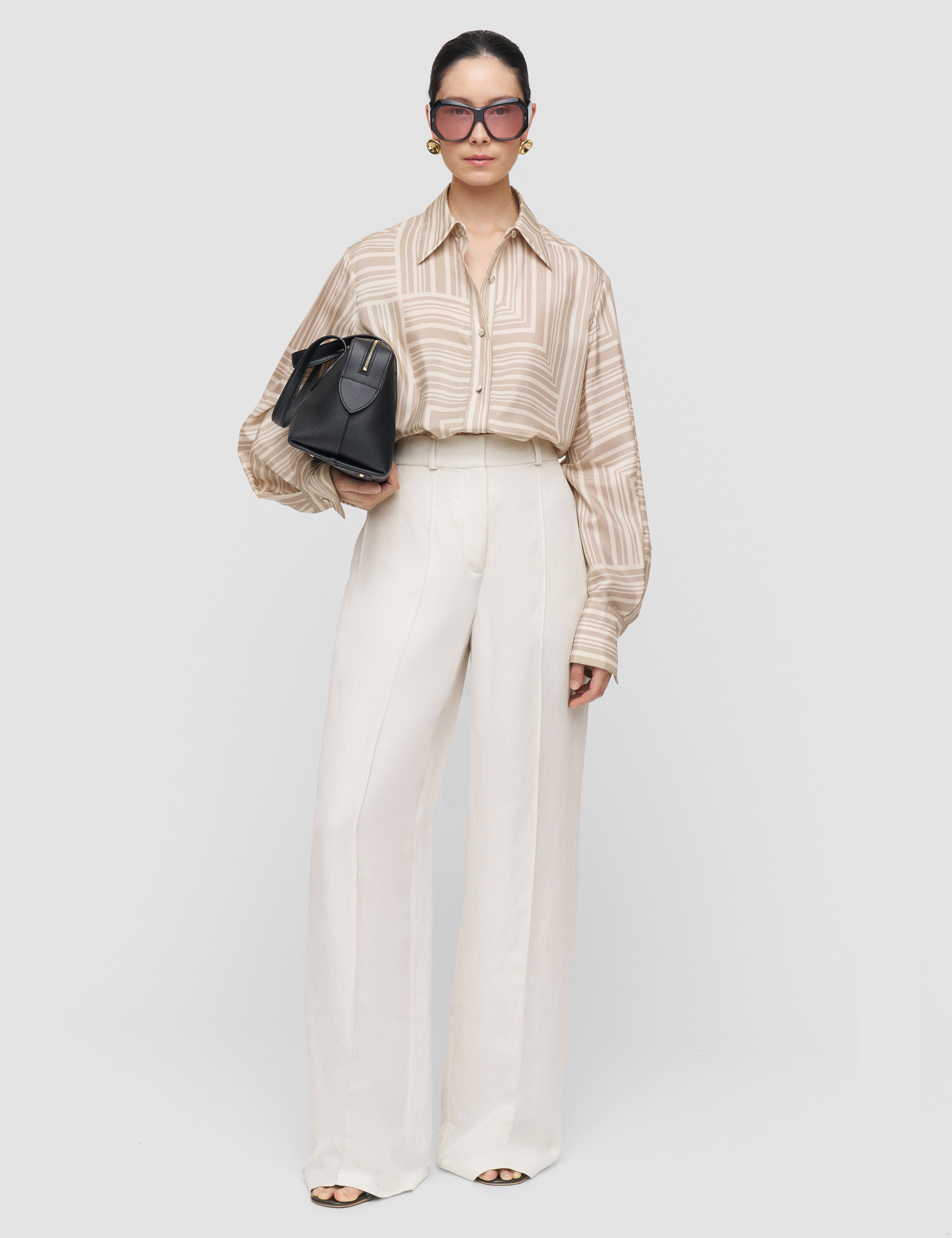 Beige Atlan Printed Silk Blouse - Joseph