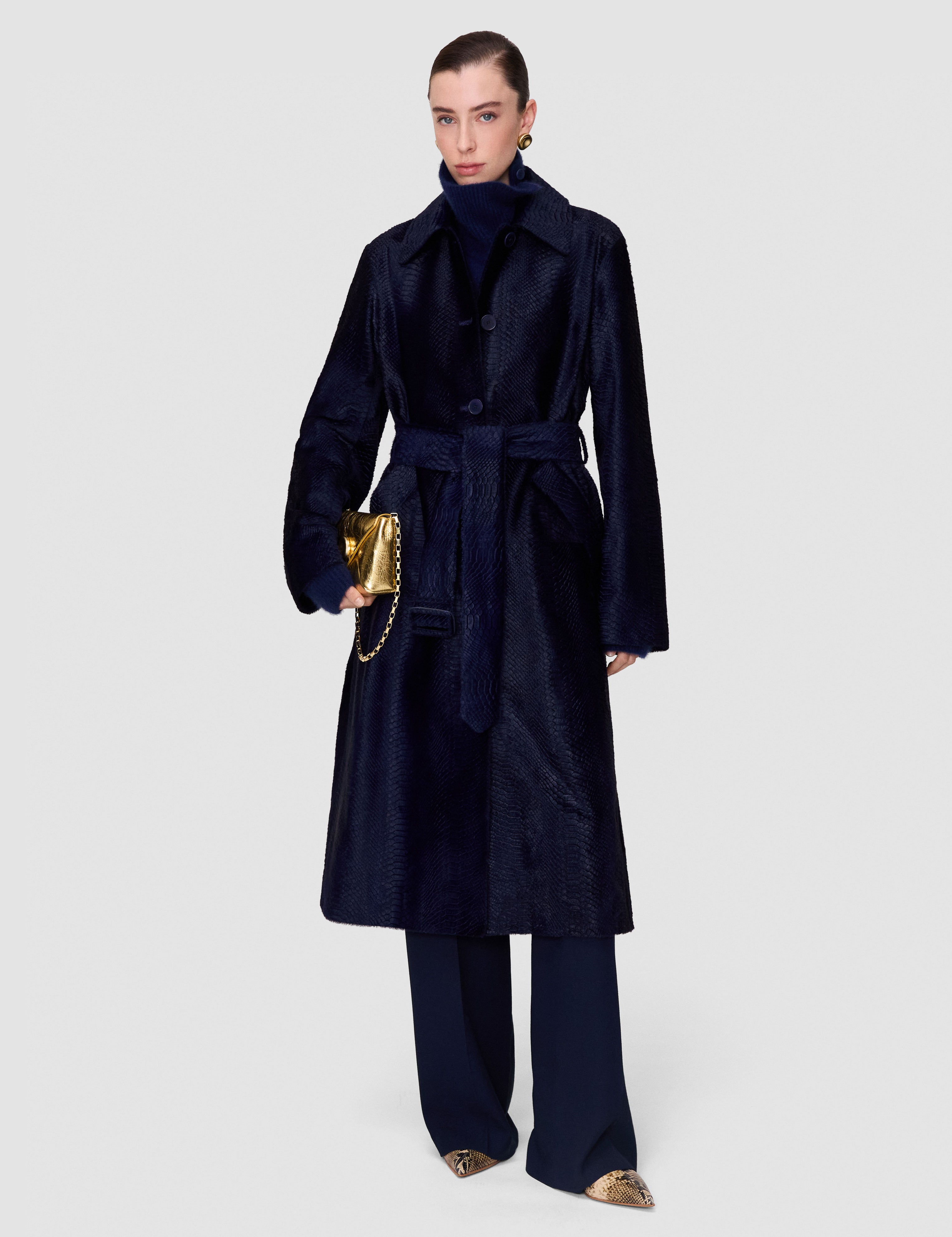 Blue Aubery Embossed Snake Leather Coat - Joseph