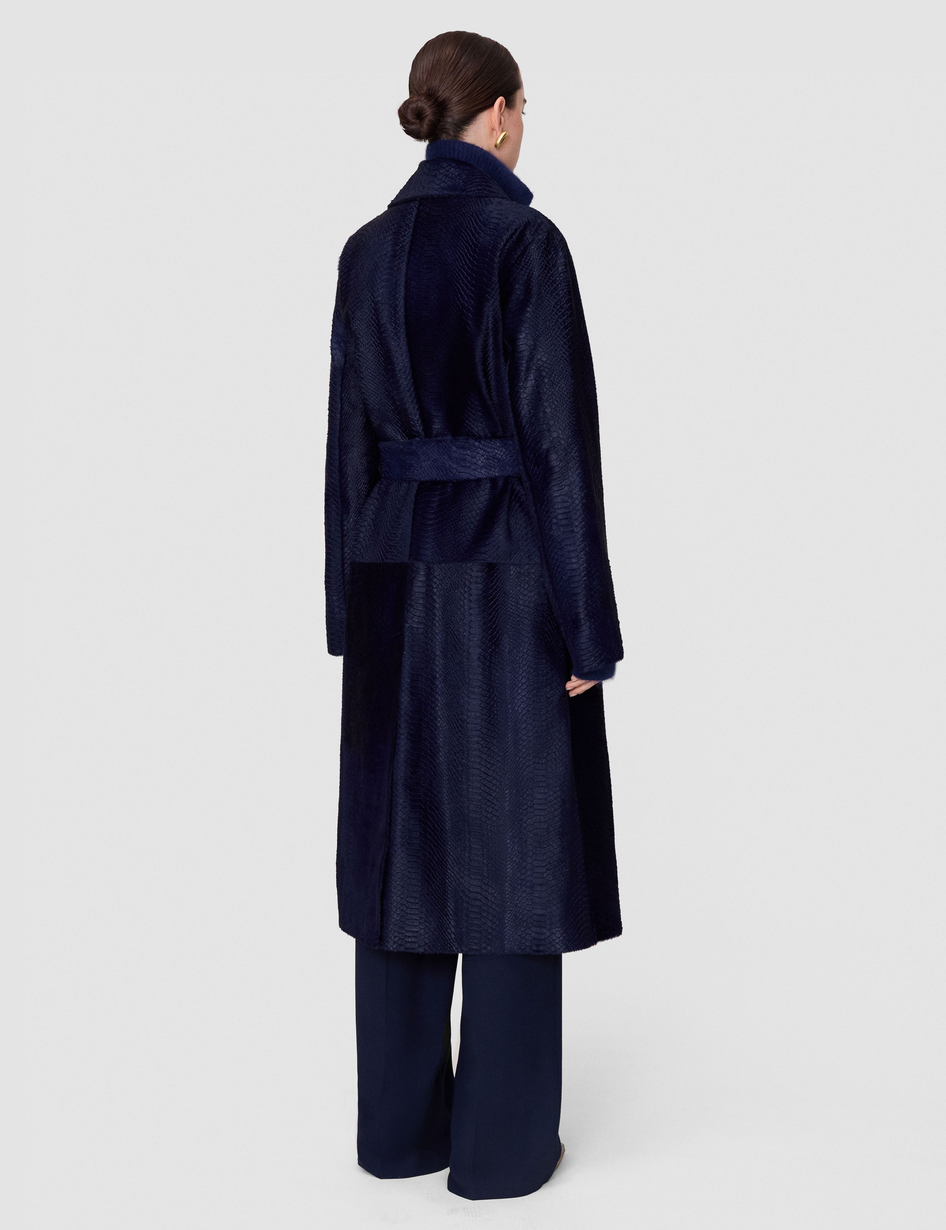 Blue Aubery Embossed Snake Leather Coat - Joseph