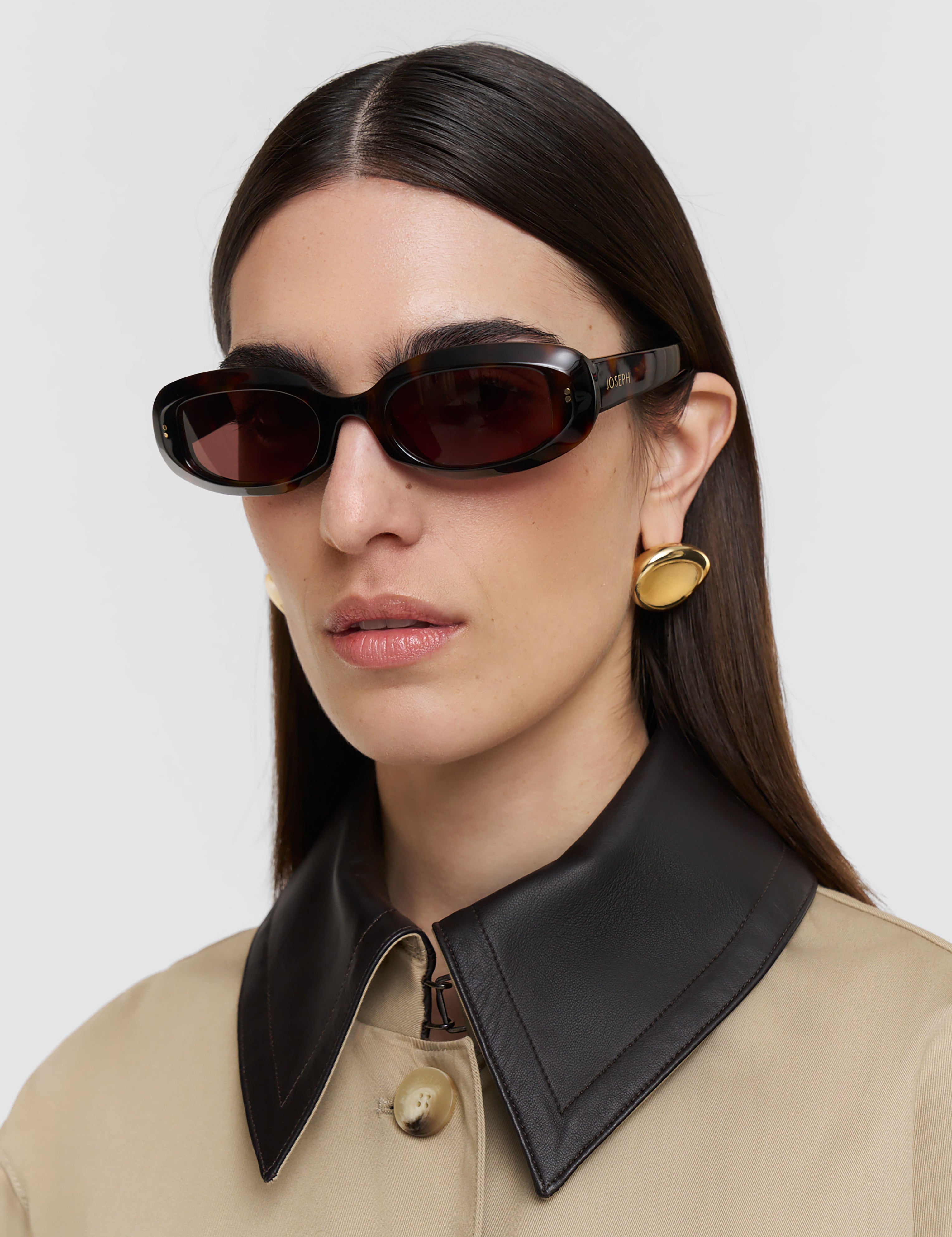 Brown Bahia Oval Sunglasses - Joseph