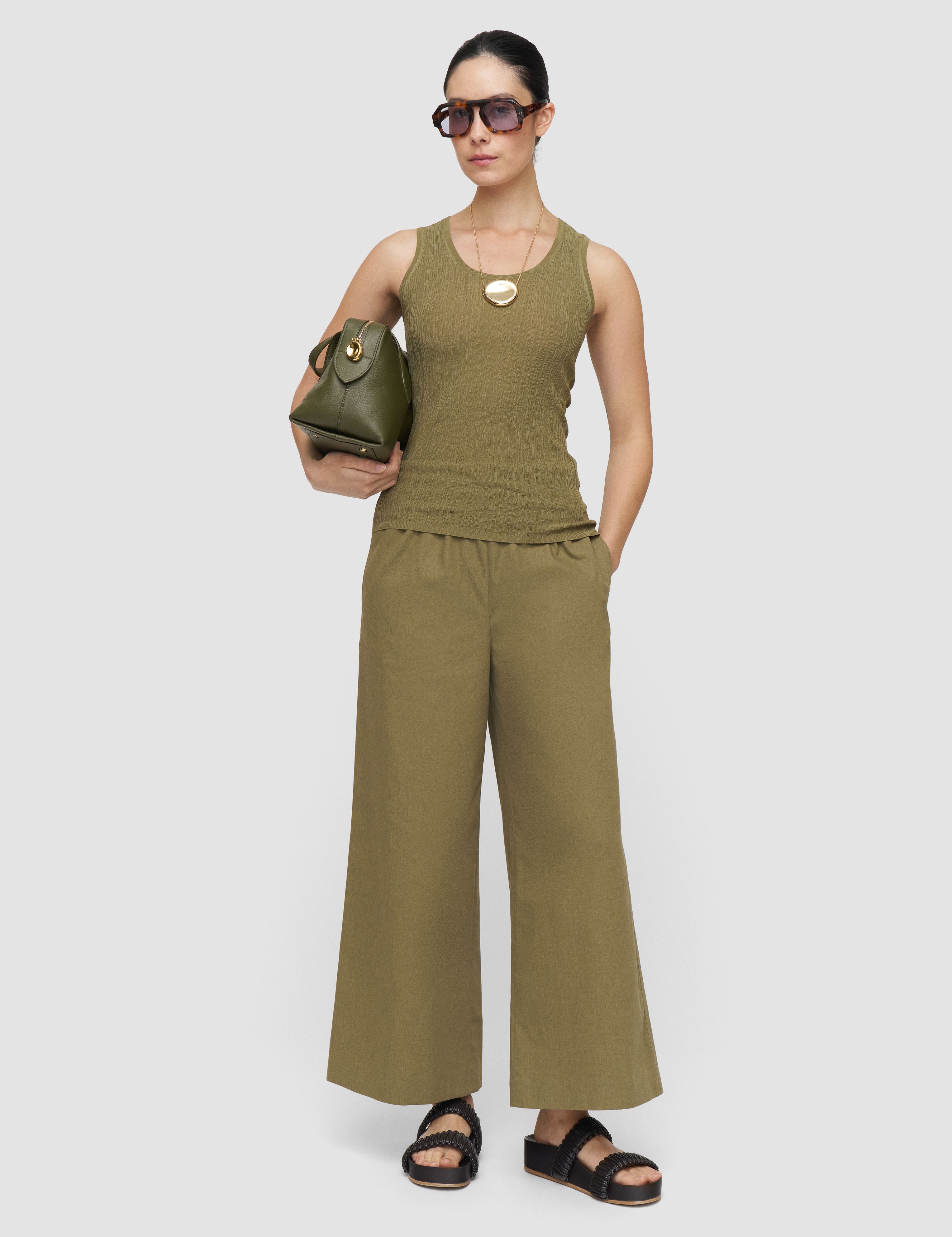 Green Bayt Crinkle Viscose Vest Top - Joseph
