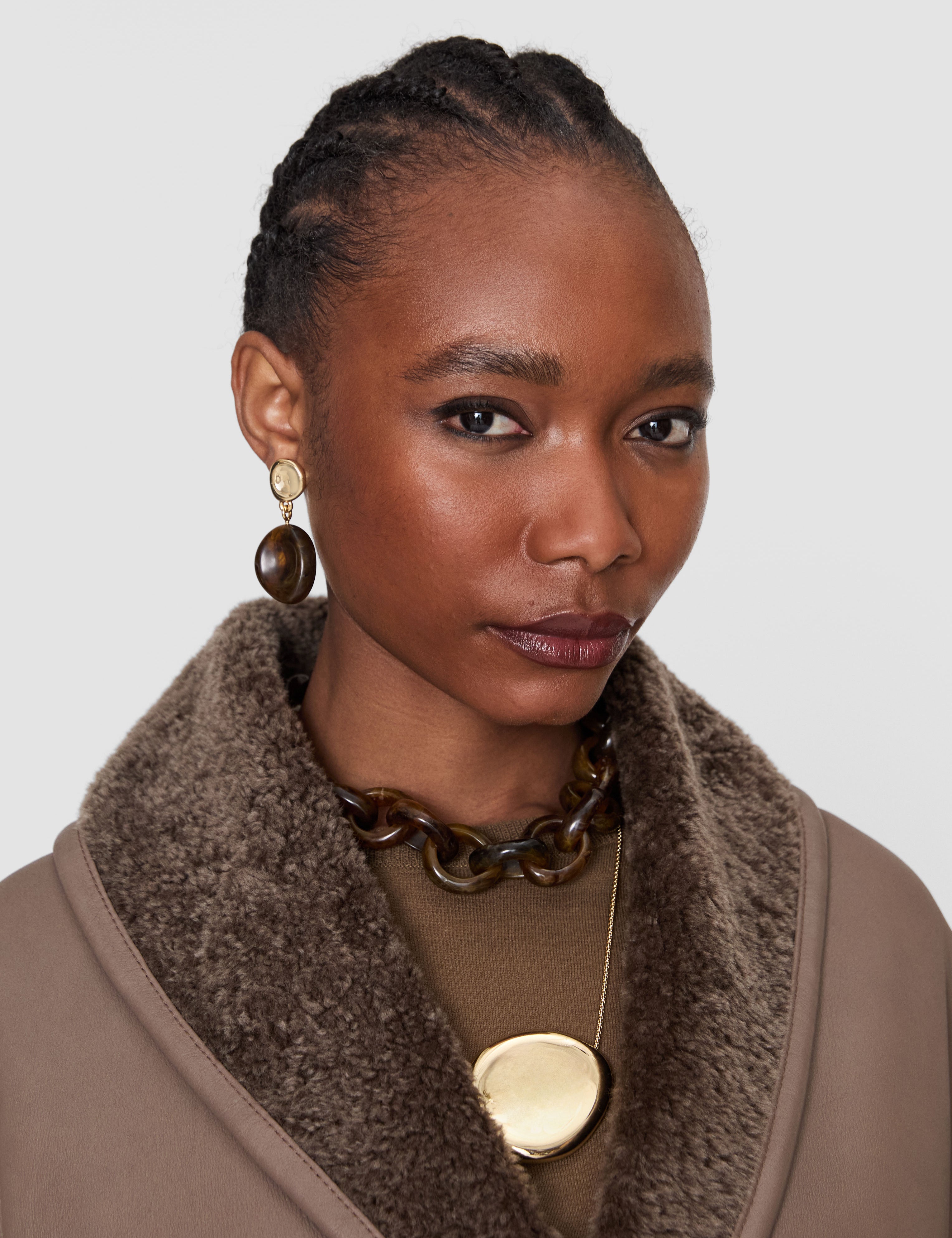 Brown Bean Drop Resin Earrings - Joseph