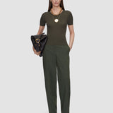 Green Belarb Sheer Linen Blend Knit T-Shirt - Joseph