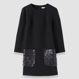Black Bixio Satin Twill Dress - Joseph