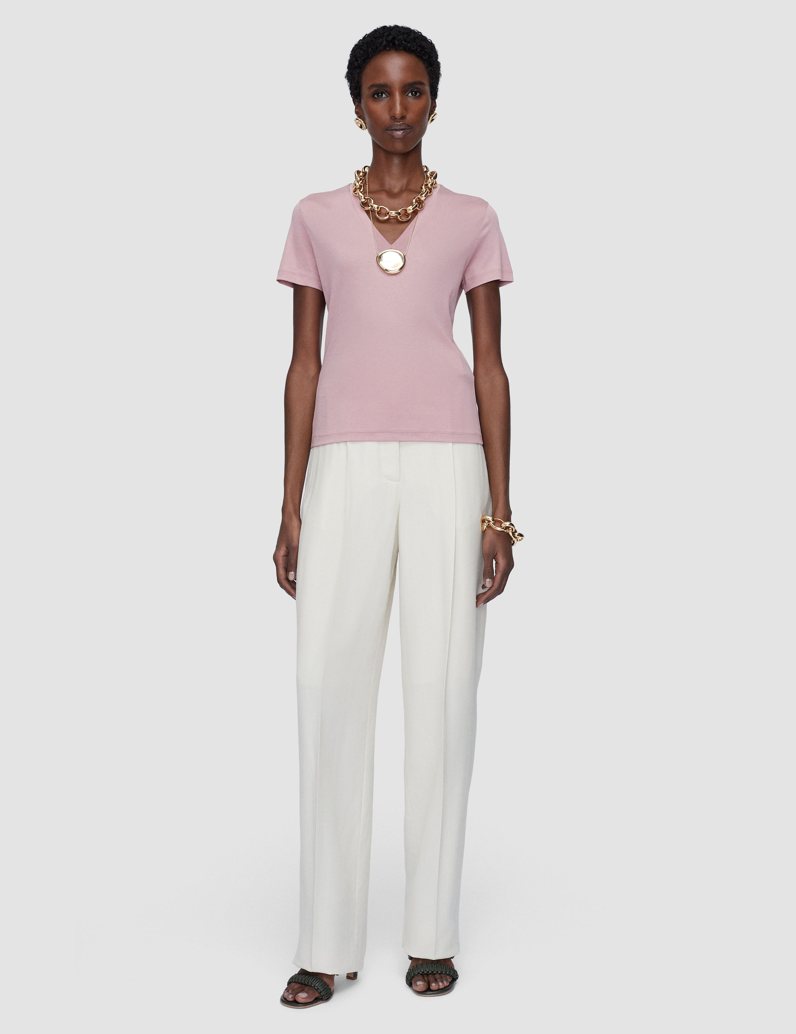Pink Blanca Jersey Round Neck T-Shirt - Joseph