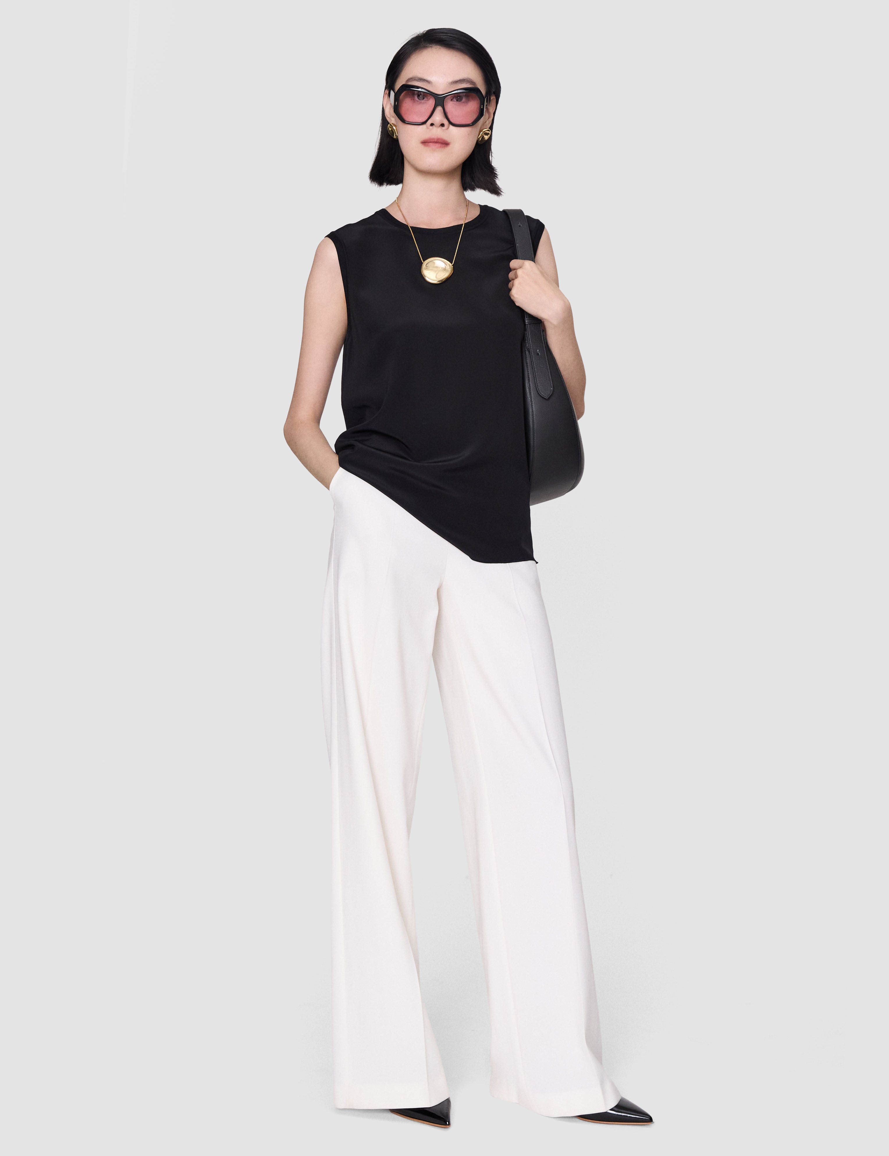 Black Bley Crepe de Soie Silk Blouse - Joseph