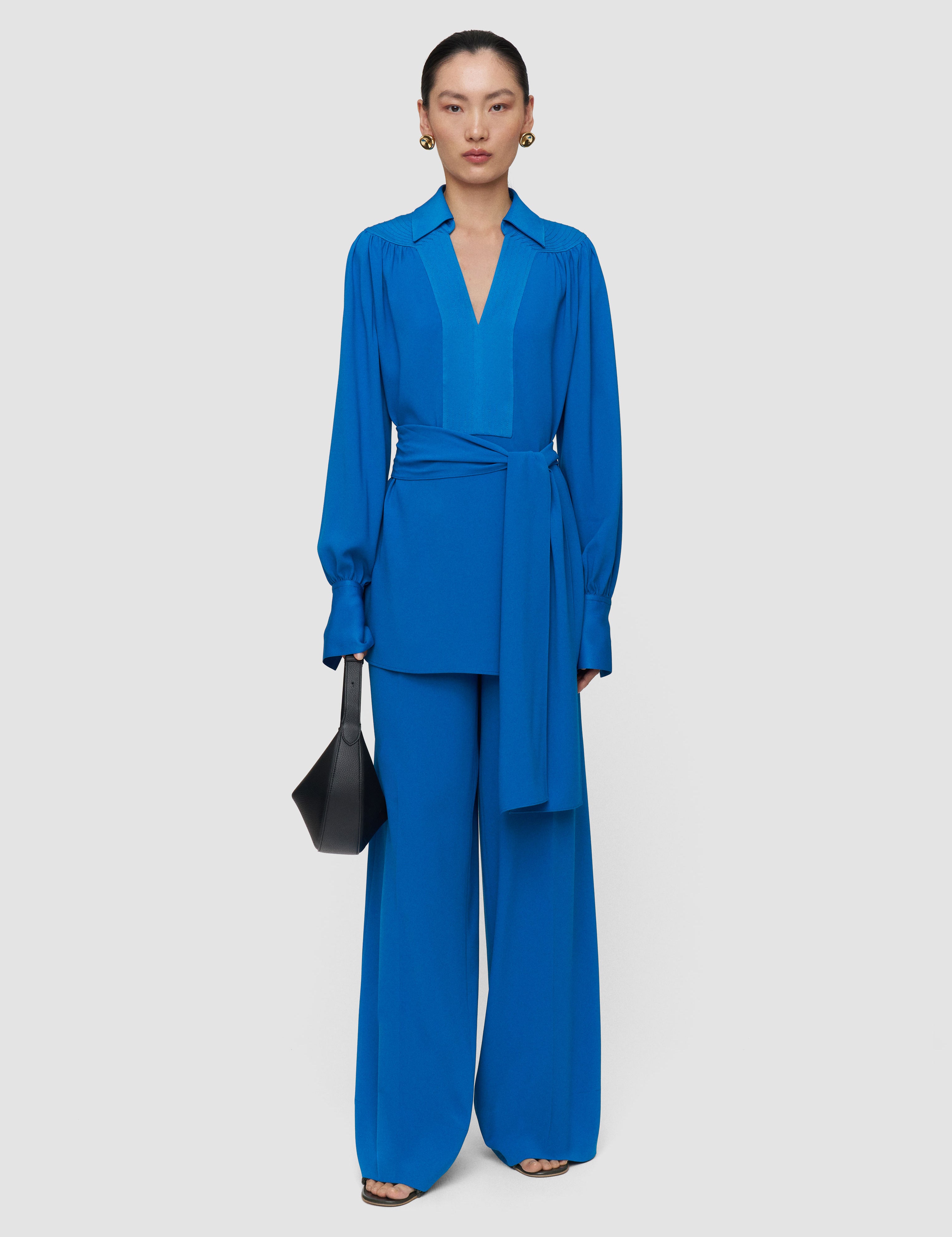 Blue Bou Crepe Blouse - Joseph