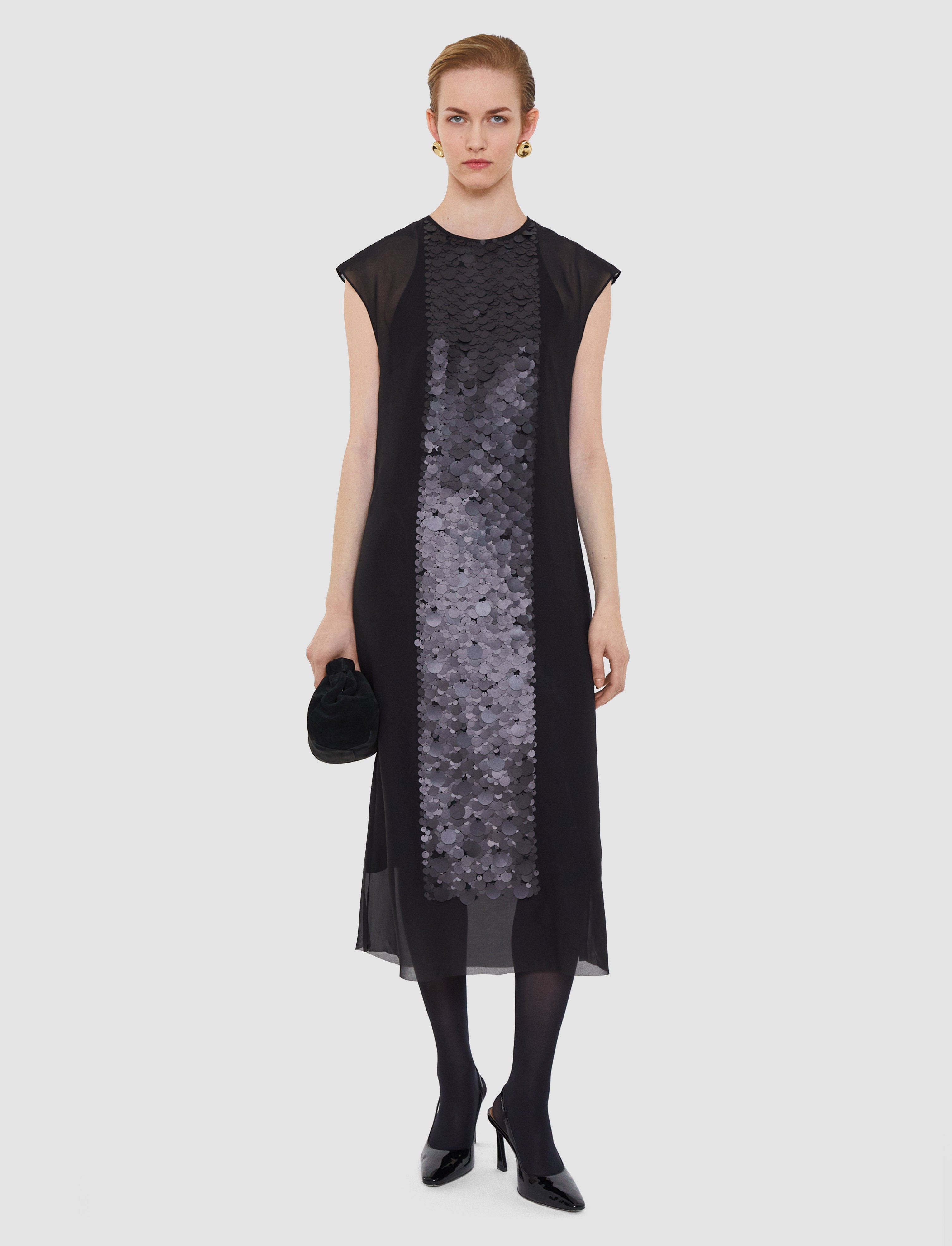 black-boulle-two-piece-chiffon-sequin-dress-JOSEPH