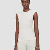 White Calife Silk Cotton Rib Vest - Joseph