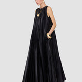 Black Calver Pleated Nappa Leather Dress - Joseph