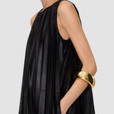 Black Calver Pleated Nappa Leather Dress - Joseph