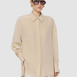 Beige Camilia Satin Twill Blouse - Joseph