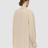 Beige Camilia Satin Twill Blouse - Joseph