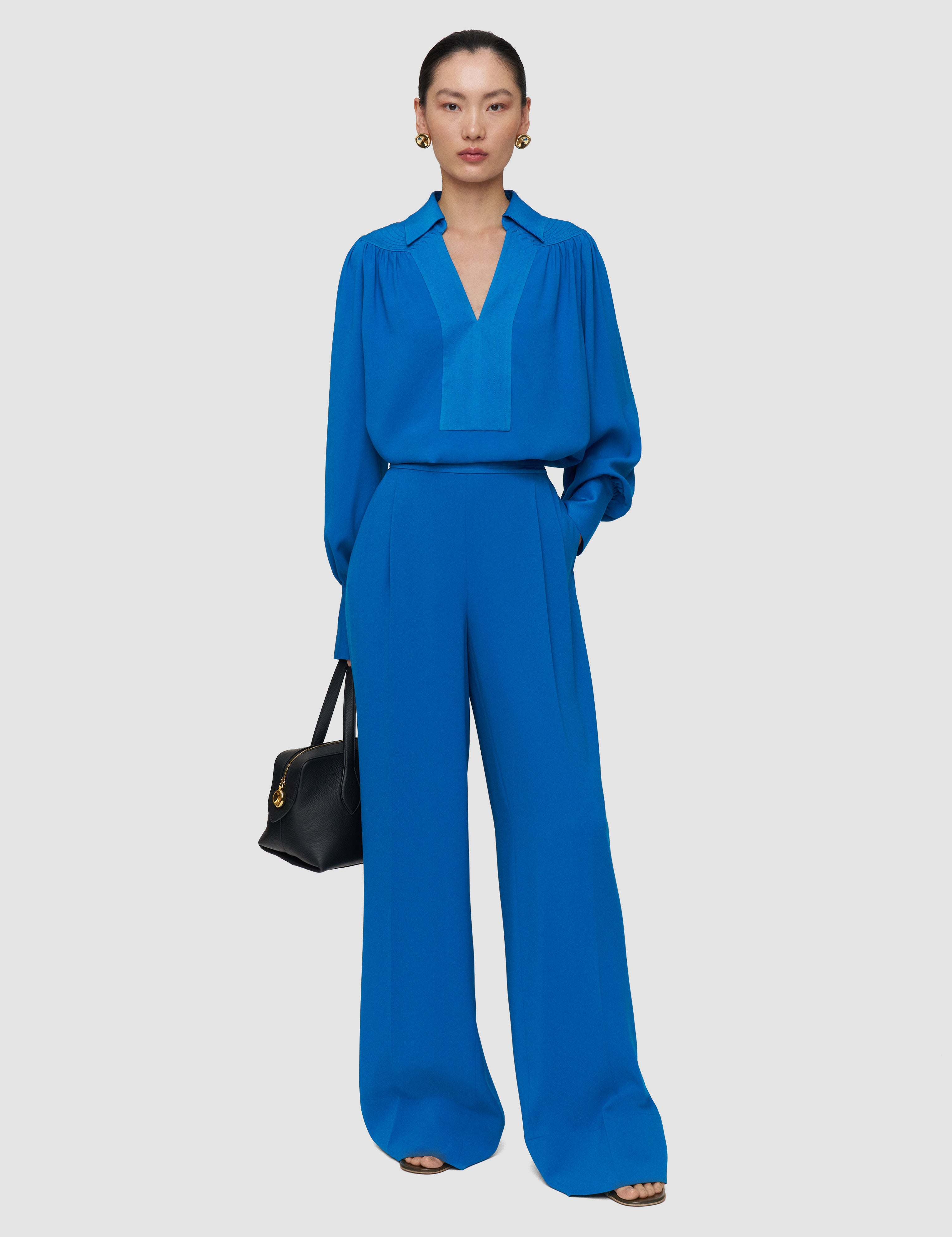 Blue Cara Crepe Trousers - Joseph