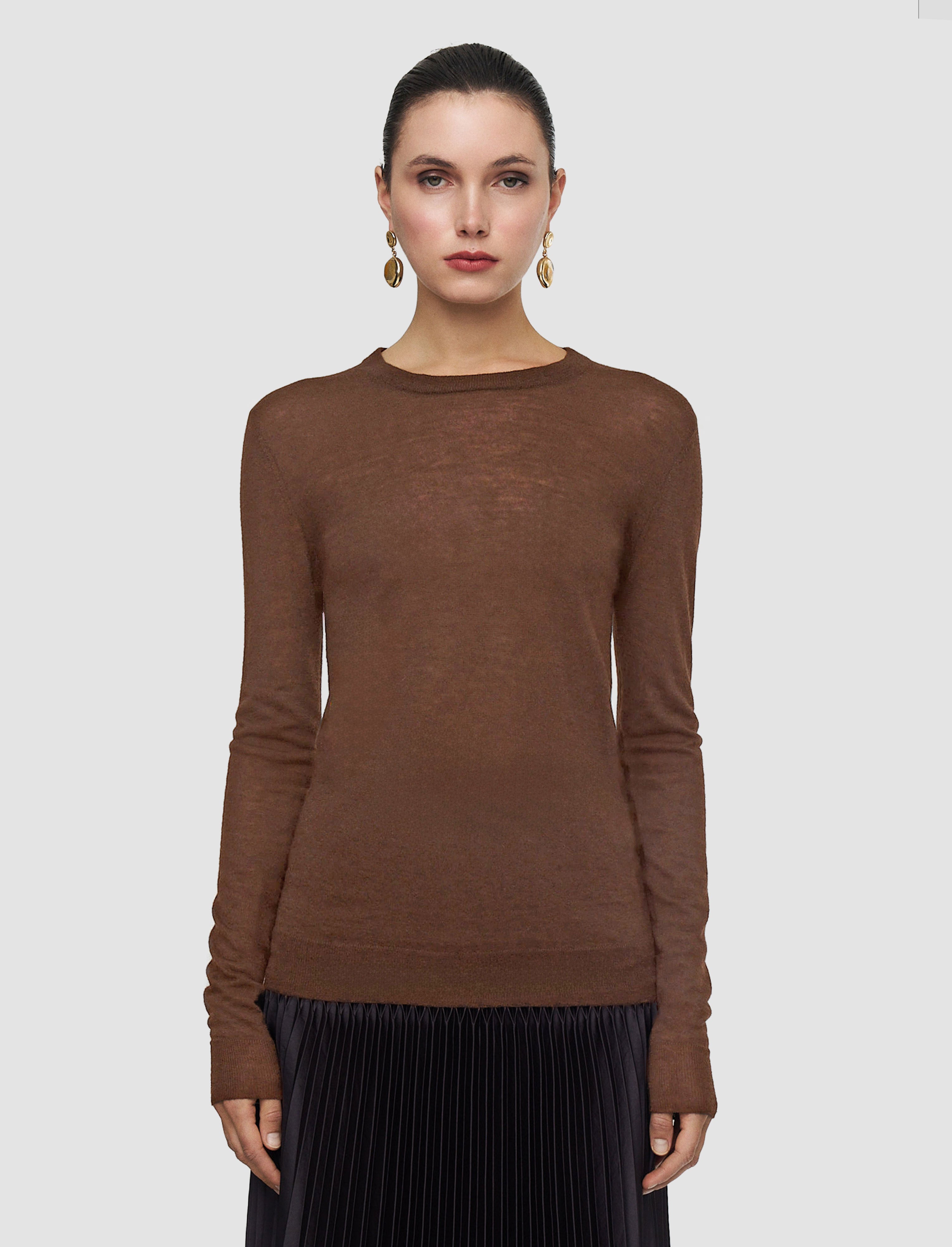 marron-pull-col-rond-en-cashair-JOSEPH