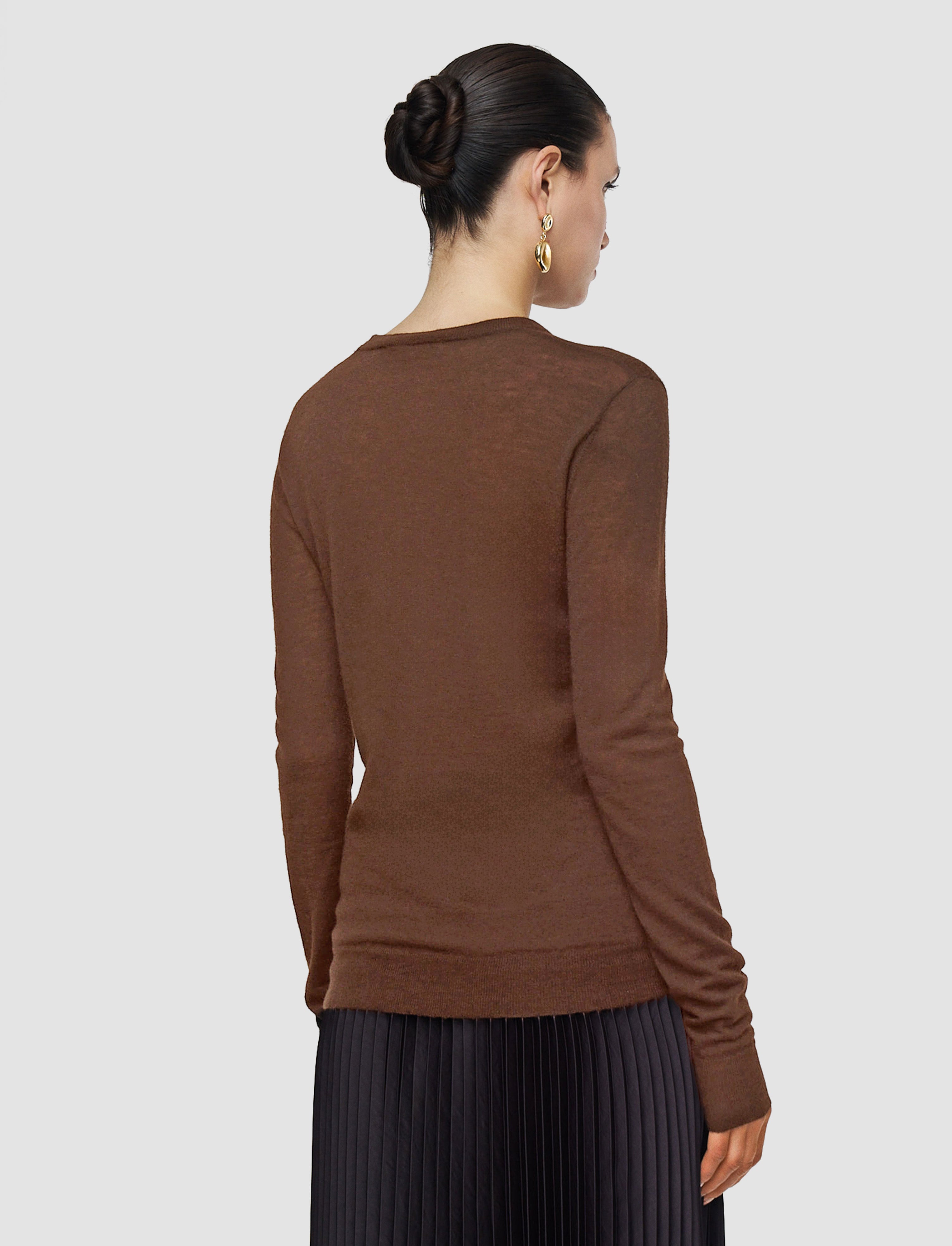 marron-pull-col-rond-en-cashair-JOSEPH