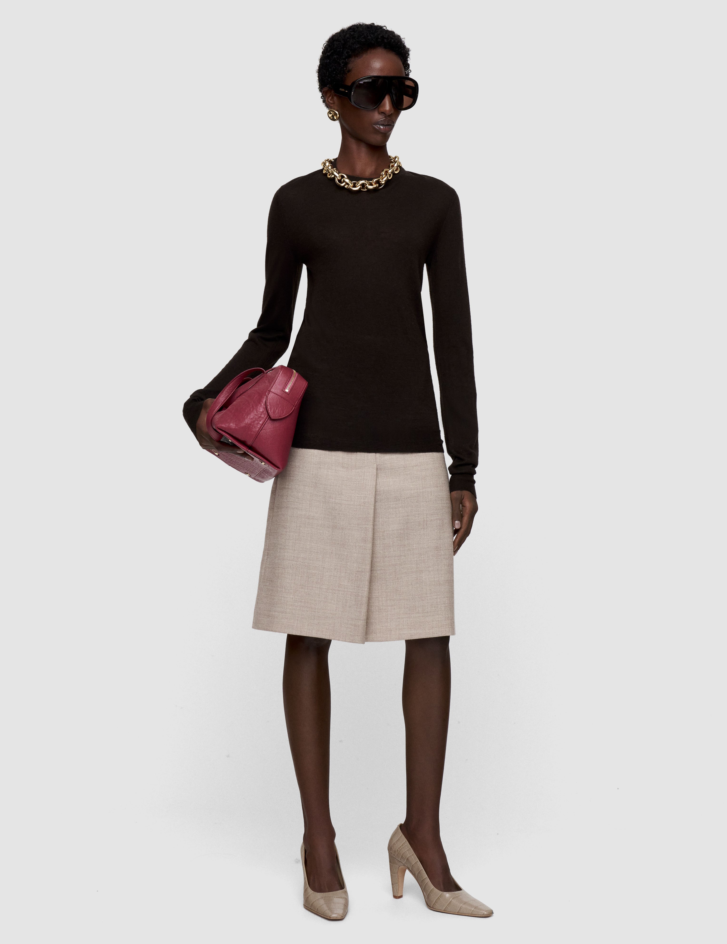 Brown Cashair Round Neck Jumper - Joseph