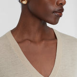 Beige Cashair V Neck Jumper - Joseph